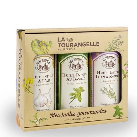 Trio Huile infusée Ail, infusée au Basilic, infusée Thym et Romarin