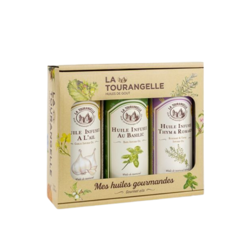 Trio Huile infusée Ail, infusée au Basilic, infusée Thym et Romarin