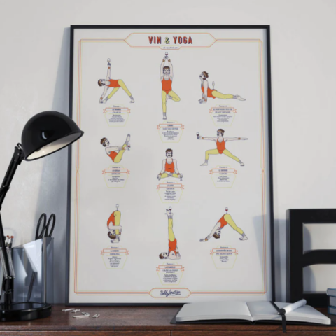 Affiche Vin et Yoga Homme