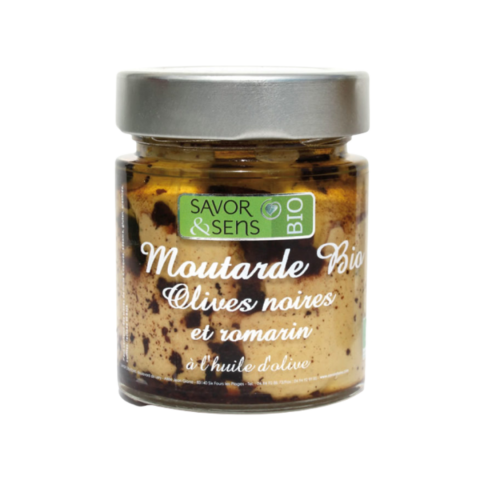 Moutarde Olives Noires et Romarin Bio