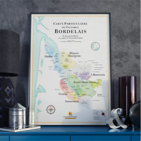 Affiche Carte des Vins de Bordeaux