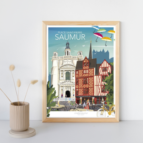 Place Saint Pierre Saumur 30x40cm